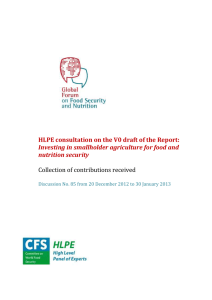 HLPE consultation on the V0 draft of the Report: nutrition security