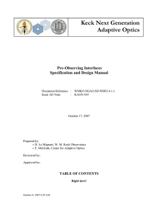 Keck Next Generation Adaptive Optics Pre-Observing Interfaces Specification and Design Manual