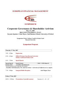 Corporate Governance &amp; Shareholder Activism EUROPEAN FINANCIAL MANAGEMENT SYMPOSIUM