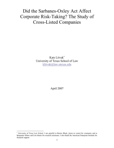 Did the Sarbanes-Oxley Act Affect Corporate Risk-Taking? The Study of Cross-Listed Companies