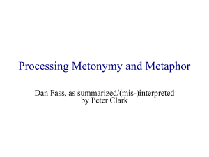 Processing Metonymy and Metaphor Dan Fass, as summarized/(mis-)interpreted by Peter Clark