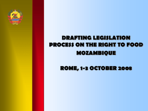 DRAFTING LEGISLATION PROCESS ON THE RIGHT TO FOOD MOZAMBIQUE ROME, 1-3 OCTOBER 2008