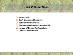 Part V. Solar Cells