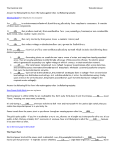 The Electrical Grid  Web Worksheet