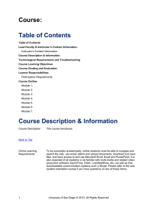 Course: Table of Contents