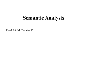Semantic Analysis Read J &amp; M Chapter 15.