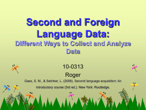Second and Foreign Language Data: Different Ways to Collect and Analyze Data