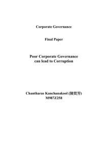 Poor Corporate Governance can lead to Corruption  Corporate Governance