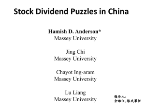 Stock Dividend Puzzles in China Hamish D. Anderson* Massey University Jing Chi