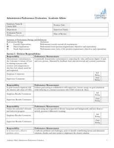 Administrator Performance Evaluation:  Academic Affairs