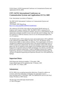 Call for Papers: IAENG International Conference on Communication Systems and