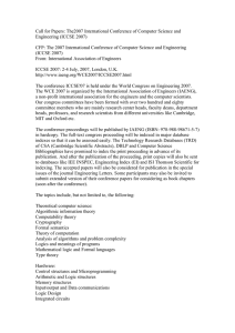 Call for Papers: The2007 International Conference of Computer Science and