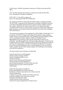 Call for Papers: The2007 International Conference of Wireless Networks (ICWN 2007)
