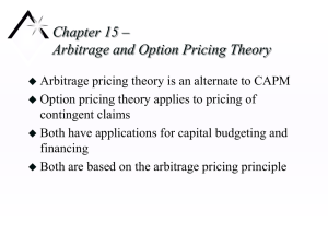 Chapter 15 – Arbitrage and Option Pricing Theory