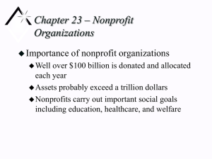 Chapter 23 – Nonprofit Organizations Importance of nonprofit organizations