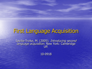 First Language Acquisition Introducing second language acquisition Saville-Troike, M. (2005).