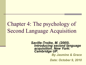 Chapter 4: The psychology of Second Language Acquisition Saville-Troike, M. (2005).