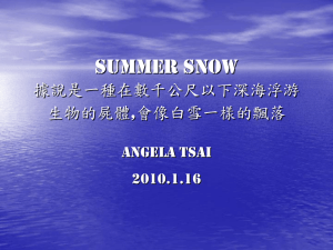 Summer Snow 據說是一種在數千公尺以下深海浮游 生物的屍體,會像白雪一樣的飄落 Angela Tsai