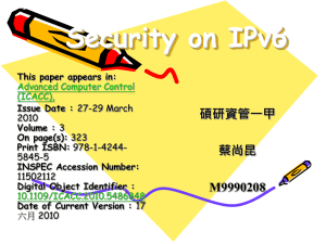Security on IPv6 碩研資管一甲 蔡尚昆