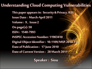 Understanding Cloud Computing Vulnerabilities