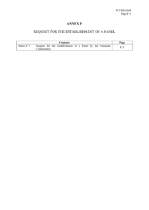 ANNEX F  REQUEST FOR THE ESTABLISHMENT OF A PANEL