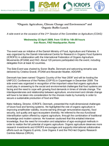 “Organic Agriculture, Climate Change and Environment” and Organic Buffet Lunch