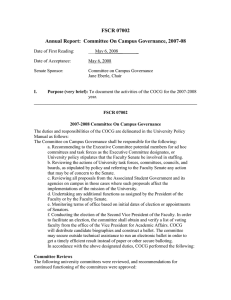 FSCR 07002 Annual Report:  Committee On Campus Governance, 2007-08