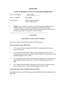 FSCR 07003 ANNUAL REPORT: FACULTY AFFAIRS COMMITTEE