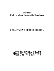 PY490B Undergraduate Internship Handbook DEPARTMENT OF PSYCHOLOGY