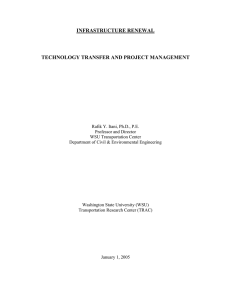 INFRASTRUCTURE RENEWAL TECHNOLOGY TRANSFER AND PROJECT MANAGEMENT
