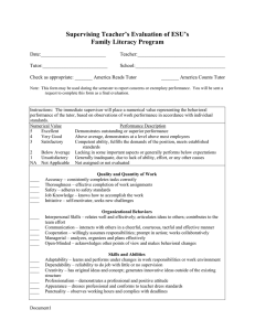 Supervising Teacher’s Evaluation of ESU’s Family Literacy Program