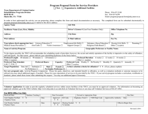 Program Proposal Form for Service Providers New Expansion to Additional Facilities