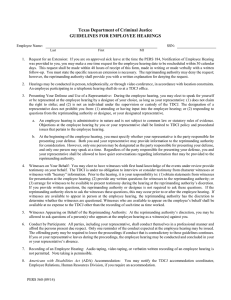 Texas Department of Criminal Justice GUIDELINES FOR EMPLOYEE HEARINGS