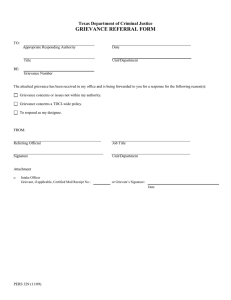GRIEVANCE REFERRAL FORM Texas Department of Criminal Justice