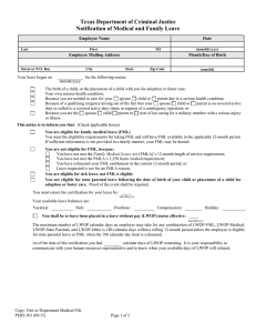 Texas Department of Criminal Justice Notification of Medical and Family Leave Date