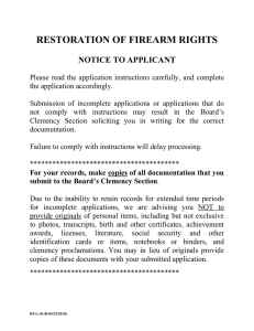 RESTORATION OF FIREARM RIGHTS  NOTICE TO APPLICANT