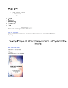 Testing People at Work: Competencies in Psychometric Testing Home Subjects