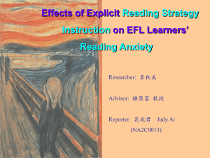 Effects of Explicit on EFL Learners’ Reading Strategy Instruction