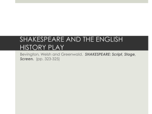 SHAKESPEARE AND THE ENGLISH HISTORY PLAY SHAKESPEARE: Script, Stage, Screen.