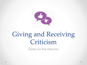 Giving and Receiving Criticism Notes for the Director