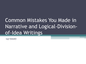 Common Mistakes You Made in Narrative and Logical-Division- of-Idea Writings 14-0220