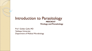 Introduction to Parasitology MDCN247 Virology and Parasitology Prof  Gülden Çelik, MD
