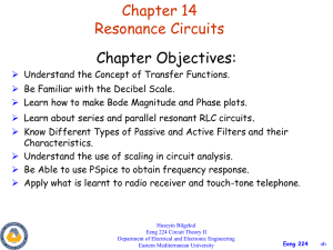 Chapter 14 Resonance Circuits Chapter Objectives: