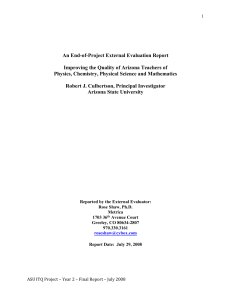 An End-of-Project External Evaluation Report Physics, Chemistry, Physical Science and Mathematics