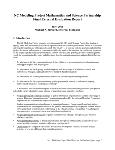 NC Modeling Project Mathematics and Science Partnership Final External Evaluation Report