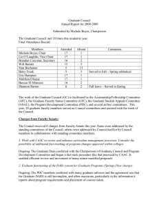 Graduate Council Annual Report for 2008-2009  Submitted by Michele Boyer, Chairperson