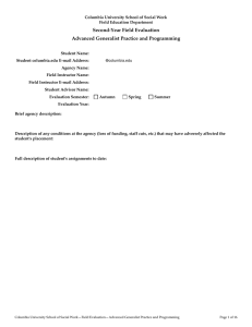 Second-Year Field Evaluation Advanced Generalist Practice and Programming