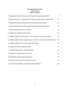 1. Department Criteria for Tenure and Promotion (tenure-track positions) 2