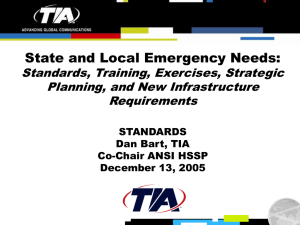 State and Local Emergency Needs: Standards, Training, Exercises, Strategic Requirements