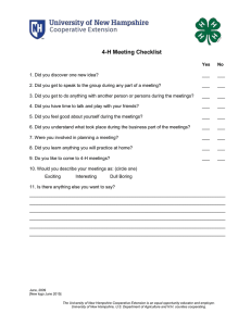4-H Meeting Checklist